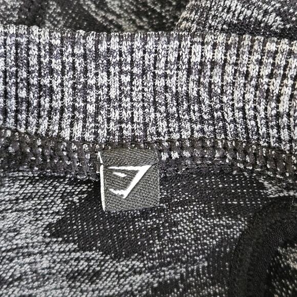 Gymshark Black Gray Camo Long Sleeve Athletic Performance Crop Top | Women's XS - Picture 14 of 15